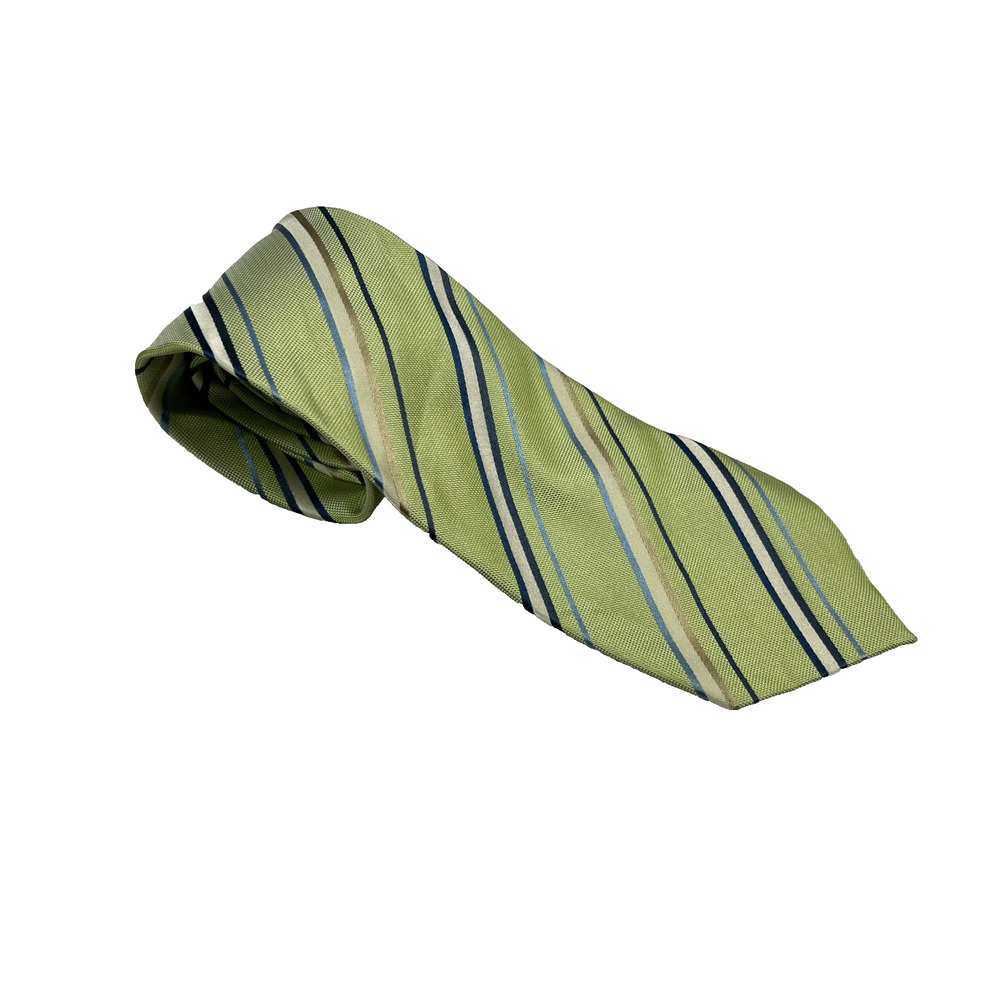 Banana Repbublic Green Striped 100% Silk Necktie 58" L